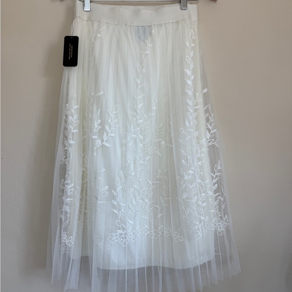 Metrowear Tulle Floral Appliqué Pleated Midi Skirt Garden Tea Party Women Medium - Picture 5 of 7